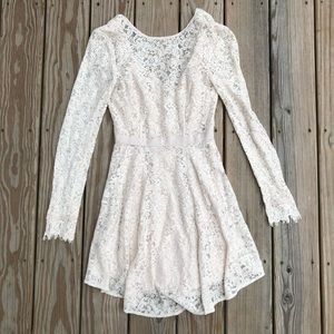 Blush Lace Dress with Slip Long Sleeve